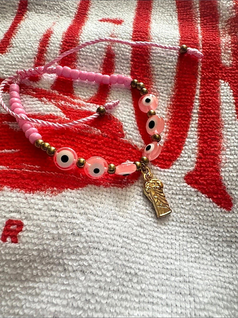 Pink Beaded Pendant Necklace